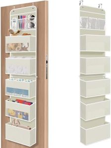 SpaceHacks 6-Tier Over The Door Organizer, Hanging Storage Organizer with Clear Window, 40lb Ultra Sturdy Large Capacity Room Organizer for Pantry Bathroom Nursery Closet Baby Essential (Beige)