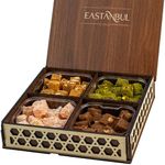Eastanbul Turkish Delight, 1000g, Turkish Delights Candy, Assorted Lokum with Nuts, Lokum with Nuts in Souvenir Wooden Gift Box, International Candy Sweets