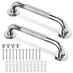 Built Industrial 2 Pack Grab Bars for Bathtubs and Showers, 12 Inch Anti-Slip Handle for Elderly, Handicap, Seniors (Chrome)