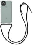 kwmobile Crossbody Case Compatible with Google Pixel 5 Case - Clear TPU Phone Cover w/Lanyard Cord Strap - Transparent