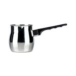 Café Olé Stainless Steel Turkish Coffee Pot Cezve Ibrik Style Traditional Stovetop Coffee Maker 12oz (340ml), Silver