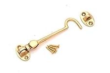 Infinity Decor Cabin Hook and Eye Solid Brass - Silent Door Latch Lock for Window, Garden Gate, Door - Polished Brass - 4" 100mm