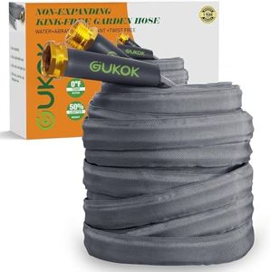 GUKOK 2024 Upgraded Non-Expanding Garden Hose 50ft,Flexible Ultra-Light Water Hose, Burst-Resistant, Lead-Free, Anti-Kink, High-Pressure, Ideal for All-Season Use