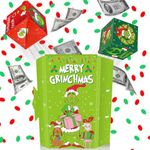 Ratoyal Christmas Surprise Gift Box Explosion for Money, Pop Up Christmas Cards with Confetti for Kids, Christmas Exploding Card for Women Men, Funny Merry Grinchmas Gift Ideas for Gifting Cash