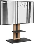 FITUEYES Design Wood TV Mount Stand Swivel for 55-88 inch TV Screens, Nordic Style Tall TV Floor Stand for Home Decor, Reinforced Base, Open Shelf and Hidden Back Storage, Zen Series
