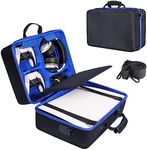 ZORETCO Carrying Case Compatible with PS5,Hard-Shell Travel Bag Holds PlayStation 5 Console,Wireless DualSense Controllers,Base,Games and Accessories (Black Blue)