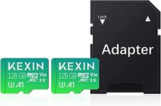 KEXIN 128GB Micro SD Card 2 Pack Micro SDXC UHS-I Memory Card High Speed up to 90MB/s U3 4K UHD with Adapter Full HD, C10, Mini SD Card Expanded Storage for Phones, Action Camera,Drones