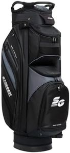 Stinger Lightweight Premium Golf Bag/Golf Cart Bag- Black/Grey. Golf Club Bags with 14-Way Full-Length Dividers, 9 Spacious Pockets, Large Front Cooler Pocket, Full Length rain Cover & rain Hood
