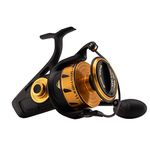 PENN Spinfisher VI Spinning Surf Fishing Reel, HT-100 Front Drag, Max of 20lb | 9.0kg, Made with an All-Metal Reel Body and Spool Design,Black/Gold