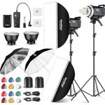 Godox 2pcs MS300 Studio Flash Kit for Photo Photography,600W Bowens Mount Professional Lighting Flash Monolight with Softbox,Trigger,Light Stands,Umbrellas,Reflectors for Product Portrait Shooting