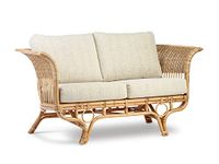 Desser Beijing Indoor Rattan Cane 2 Seater Sofa – Fully Assembled – Luxury Real Cane Wicker Settee with UK Made Cushions – Athena Plain Fabric – H85cm x W153cm x D90cm