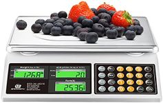 BROMECH Price Computing Scale, 66lb Digital Commercial Food Meat Produce Weighing Scale with Green Backlight LCD for Farmers Market, Retail Outlets, Dry Battery Powered, Not for Trade