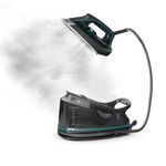 Rowenta Iron for Clothing, High Pressure Steam Iron with Boiler System, 400 Steam Holes, Vertical Steaming, 30 oz Tank, Stainless Steel Soleplate, Auto-Off 1800 Watt, Black Green, DG7626