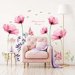 BASHOM SG2-106 X-ray Pink Flowers Kids Wall Stickers Decals Peel and Stick Removable for Nursery Bedroom Living Room art murals decorations decor decorative kitchen girls baby