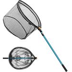 SAN LIKE Fishing Net Collapsible Telescopic Pole Fishing Net - Folding Extend Rubber Coated Freshwater Saltwater Landing Net for Trout Bass Steelhead Salmon（2.1m）