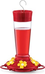 Hummingbird Feeder 10 oz. Plastic Hummingbird Feeders for Outdoors, with Built-in Ant Guard - Circular Perch with 5 Feeding Ports - Wide Mouth for Easy Filling/2 Part Base for Easy Cleaning