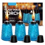 3 Pack Oil Lamp Transparent Blue Glass Table Torch Citronella Oil Lamps Lantern with 3 Wicks for Indoor Outdoor Patio Decors