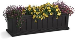 Mayne Cape Cod 3ft Window Box - Black - 36in L x 11in W x 10.8in H - with 6.5 Gallon Built-in Water Reservoir (4840-B)