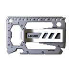 Lever Gear Toolcard Pro w/Clip - 40 in 1 Credit Card Multitool. Sleek Minimalist Stainless Steel Wallet Card and Money Clip - Silver