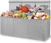 Kids Toy Chest for Boys & Girls - Stylish Versatile Stuffed Animal Holder & Kids Toy Organizer Makes Play Room Organization Easy - Made with Strong PP Board - Solid Gray with Cationic Fabric