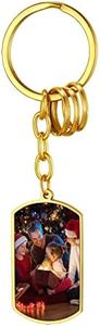 FindChic Photo Keychains for Women Custom Both Sides Full Color Picture 18K Gold Plated Heart Keyring Personalized Key Chains with 3 Loops on Backpacks Wallet