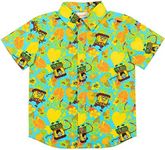 Nickelodeon Spongebob Squarepants Toddler Boys Hawaiian Button Down Shirt Blue 3T