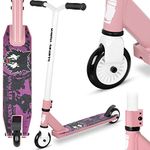 Joycruise Stunt Scooter Pro Trick Scooters for Kids Age 6+ Boys Girls, Kick Freestyle Beginner Scooter 360° Spin Handlebar, Robust Aluminum Frame 100mm Smooth Wheels (Rose Red)