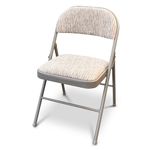 JupiterJX Folding Chairs Set Of 1 Padded Fabric Seat, Heavy Duty Metal Frame Folding Back Rest Chair For Home Office Garden Computer Desk Foldable Chair With Cushioned Pad Seat (Grey, 1 Piece)