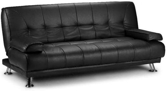 Home Detail Montana Sofa Bed 3 Seater Faux Leather Clic Clac Sofabed in Black or Brown (Black Faux Leather)