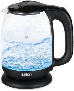 Salton Cordless Glass Kettle – 1.7 L | Blue LED Illumination | Thermal Shock Resistant Glass | Perfect Pour Spout | Auto Shut-Off | 360° Base | Concealed Heating Element | Proudly Canadian