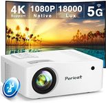 5G WiFi Bluetooth Projector, Native 1080P Outdoor Movie Projector with 350" Display, 18000L Home Theater Video Projector 4K Supported, LED Video Projector Compatible with TV Stick, Phone/PC
