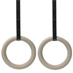 VLFit Wooden Olympic Gymnastic Rings - 32mm / 28mm diameter - Olympic Gym Rings for Home Gym & Fitness - Great for Your Muscle Building, Ab Workout & Strength Training (32mm Numbered Strap)