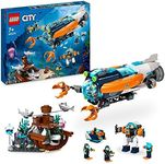 LEGO® City Deep-Sea Explorer Submarine 60379 Building Toy Set,Underwater Ocean Set with Drone, Shark Figures, Shipwreck and Diver Minifigures