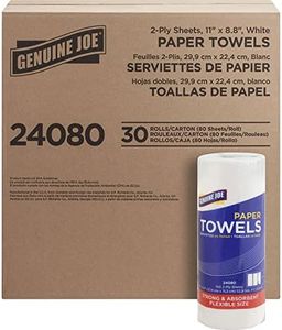 Genuine Joe 24080 Paper Towels Roll, 2-Ply, 80 Sheets/Roll,11-Inch x9-Inch, 30RL/CT,WE