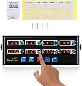 BEAMNOVA 8-Channel Digital Kitchen Timer Commercial Cooking Fryer Reminder Loud Ring Alarm Adjustable Volume Stainless Steel