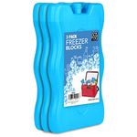 ZYBUX - Blue Freezer Blocks Cools & Keeps Foods Freshness, Cooler for Outdoor, Picnic Beach Camping, Slim, Sleek Design Reusable, Long Lasting Coolness (3 Pieces)