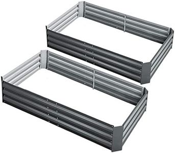 Green Fingers Set of 2 Galvanised Steel Garden Bed - Aluminium Grey