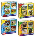 Frank Fun & Educational Animal Jigsaw Puzzles for Kids - Combo Pack of 4 with Set of 4 Cardboard Puzzles each - The Farm, in The Jungle, My Pets & in The Zoo - Presechool Toys -Age 4 Years Old & above