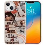 JOYLAND West Cowboy Phone Case for iPhone 14 Pro Max,White Liquid Silicone Bison Exquisite Girly Case Soft Gel Rubber Full-Body Protection Microfiber Lining Shockproof Case