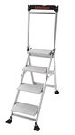 Little Giant 1216-014 Jumbo Step Ladders, 4 Tread, Top Tread Height 890mm, Aluminium, Folding Steps with Built-in Tool Tray & High Handrail, EN14183