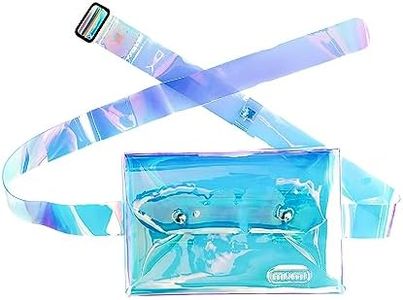 MUMI Holographic Belt Bag - Clear PVC Plastic Iridescent Fanny Pack, 8 x 6 inches