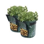 Y8HM 2 Pack 10 Gallon Garden Potato Growing Bags, Durable Planter Bag with Access Flap and Handles for Harvesting