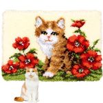 Latch Hook Kit Rug, Latch Hook Kits Cat with Pre-Printed Pattern for Adults and Kids 52X38cm/20.4 Inch X15 Inch