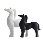 LIFEHAXTORE® Home Decor White and Black Resin Horse Figurines - (Pack of 2, Black & White)