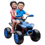 Qaba 24V Kids ATV, 2-Seater Ride On Car for Kids, Battery Powered Electric Quad with 4 Suspension Wheels, High/Low Speeds, Music, Headlights, for Boys and Girls, Blue