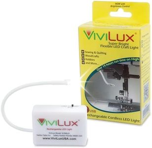 ViviLux Bright Flexible LED Craft & Sewing Light; USB Rechargeable Cordless Small Task Light for Sewing Machine, Crafting & Hobbies; Mounts with Magnet; 1200 Lumens Natural Daylight. US Plug