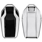 kwmobile Car Key Cover Compatible with BMW Display Car Key - Soft TPU Fob Cover for Car Keys - Silver High Gloss