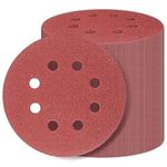 100 PCS 5 Inch Sandpape 220 Grit, 8 Hole Sanding Disc Hook and Loop Sanding Pads Round Orbital Sandpaper for Random Orbital Sander