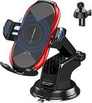 YITUMU Wireless Car Charger Mount,15W Qi Fast Charging Auto-Clamping Car Phone Holder, Air Vent Windshield Dashboard Car Phone Mount for iPhone 13/12/11/X/8,Samsung S20/S10/Note20/Note10(Red)