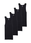 Jockey Men's T-Shirts 100% Cotton A-Shirt Tank - 4 Pack, Black, XL